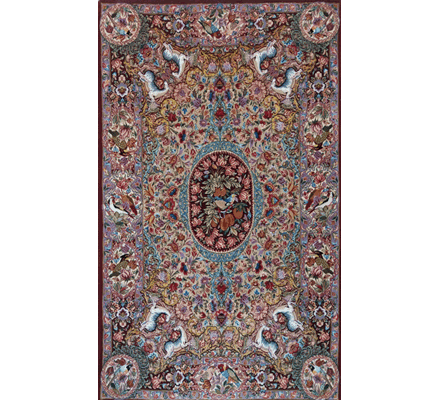 قالیچه کرک و ابریشم قم